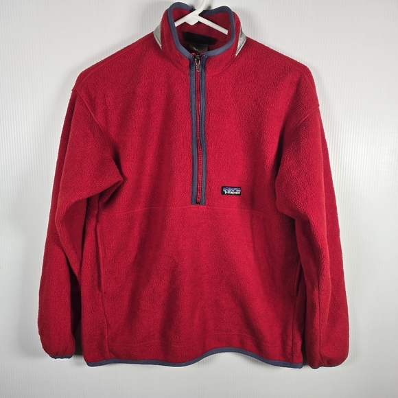 Patagonia Synchilla Marsupial Half Zip Pullover Kids Unisex XL Rare Vintage Red - Picture 1 of 12